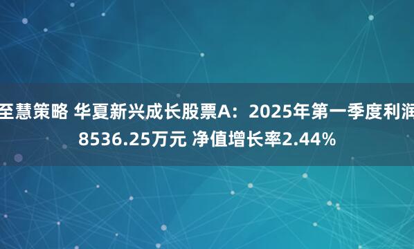 至慧策略 华夏新兴成长股票A：2025年第一季度利润8536.25万元 净值增长率2.44%
